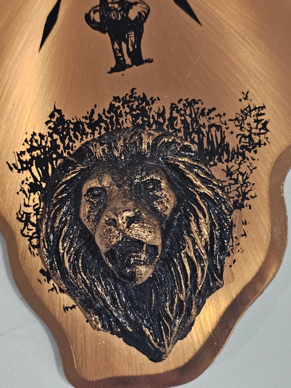 Copper Africa-Shaped Wall Clock with Wildlife Motif - Unbranded